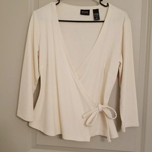 New York and Company Cream wrap top small